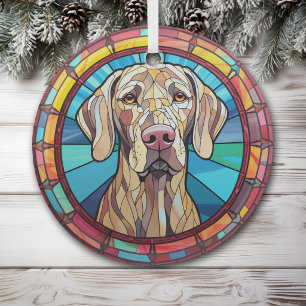 Ornement En Verre Chien Weimaraner Tacheté