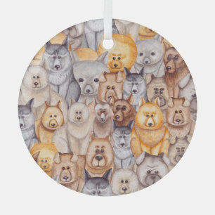 Ornement En Verre Chiens Aquarellés : Whimsical Seamless Fun