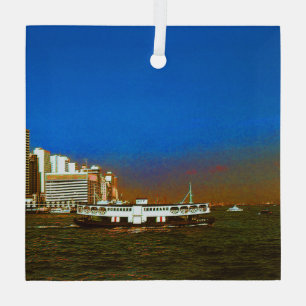 Ornement En Verre Chine vintage Hong Kong gratte-ciel mer