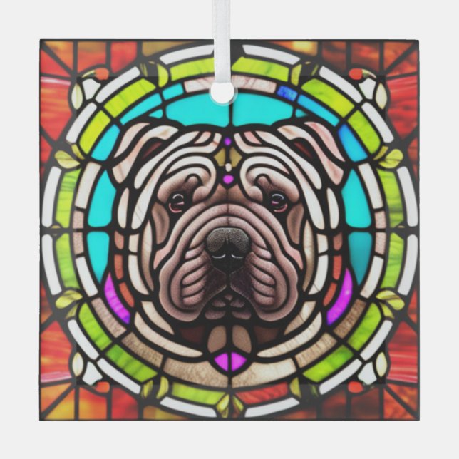 Ornement En Verre Chinois Shar-Pei "verre tendu" (Recto)