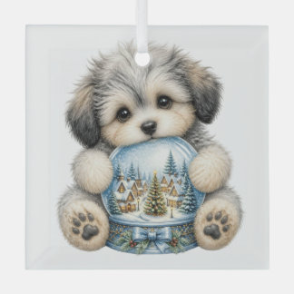 ORNEMENT EN VERRE CHIOT DE NOËL À THÈME FANTAISISTE MIGNON