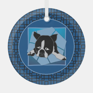 Ornement En Verre Chiot triste