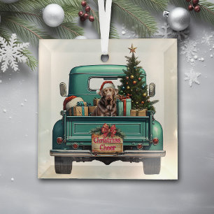Ornement En Verre Chocolat Labrador Retriever Farm Truck Noël