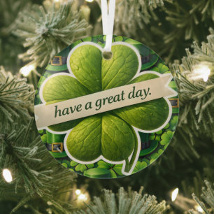 Ornement En Verre Chouette pour trèfle à feuilles Saint Patrick jour