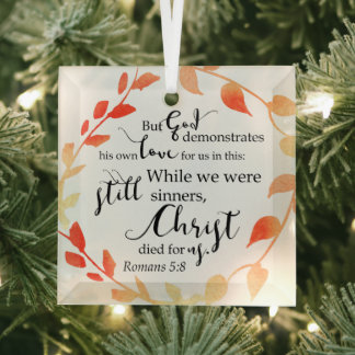 Ornement En Verre Christ est mort pour nous Bible Verse Automne auto