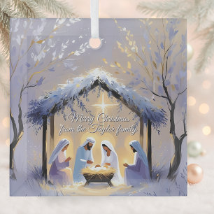 Ornement En Verre Christian Nativité Scène Sainte Famille Noël