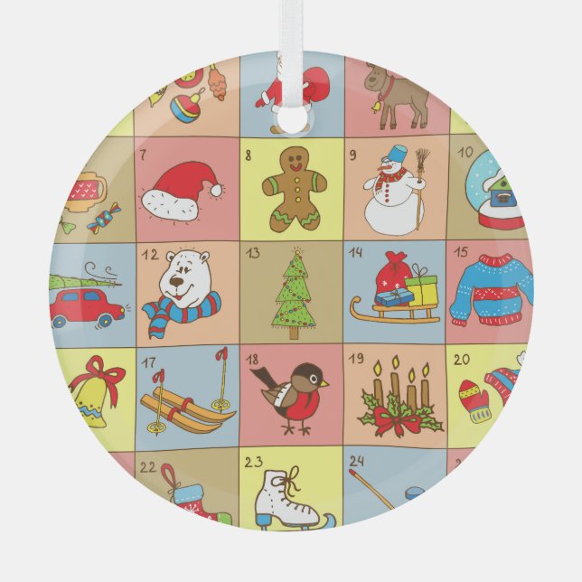 Ornement En Verre Christmas Advent : Collection d'éléments Doodle (Recto)