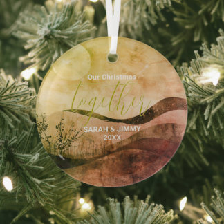 Ornement En Verre Christmas Gold Mountain Adventure Outdoor Couple