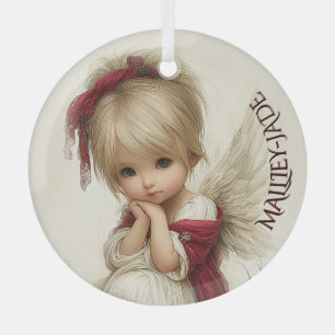 Ornement En Verre Chuchotements d'hiver – Enfant fée avec cardinal