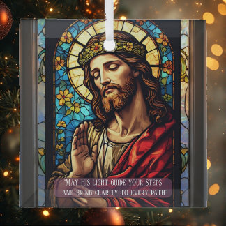 Ornement En Verre Citation de Noël Jésus Guérisseur des Pauvres Reli