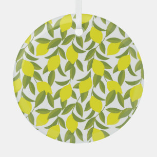 Ornement En Verre Citronnier Art : Citrus jaune Motif sans couture