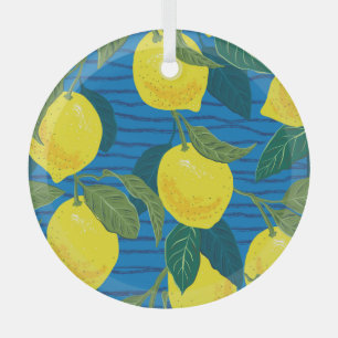Ornement En Verre Citrons Citrus : Vintage À Dessin À La Main Sans C