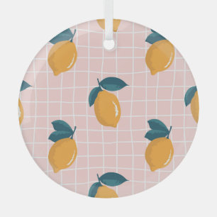 Ornement En Verre Citrons, géométrie rétro, motif sans couture d'été