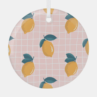 Ornement En Verre Citrons, géométrie rétro, motif sans couture d'été