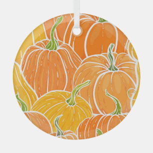Ornement En Verre Citrouille de dessin, motif d'automne mignon.