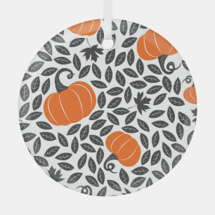 Ornement En Verre Citrouille, feuille : mignon motif d'automne.