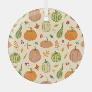Ornement En Verre Citrouille vert et orange, motif sans soudure.