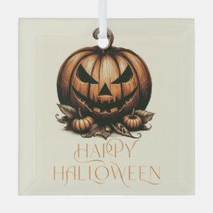 Ornement En Verre Citrouille vintage joyeux Halloween
