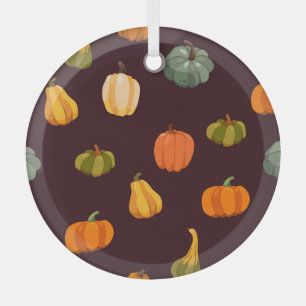 Ornement En Verre Citrouilles colorés : Élégance d'automne foncé.