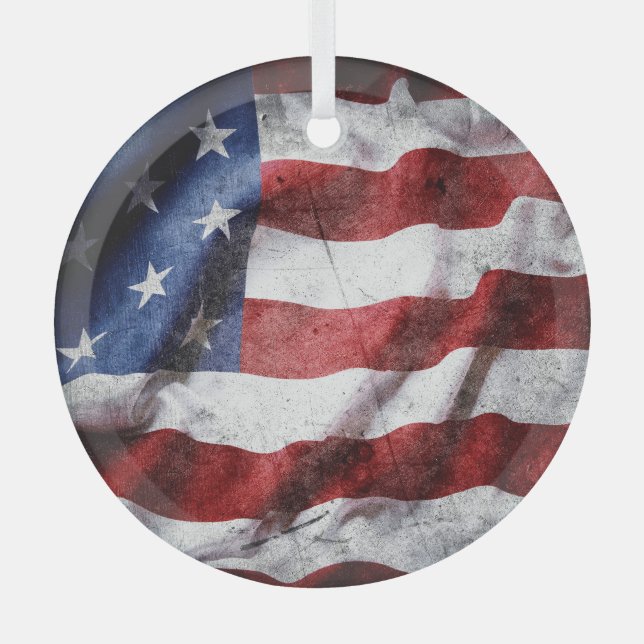 Ornement En Verre Closeup gronge le drapeau américain. (Recto)