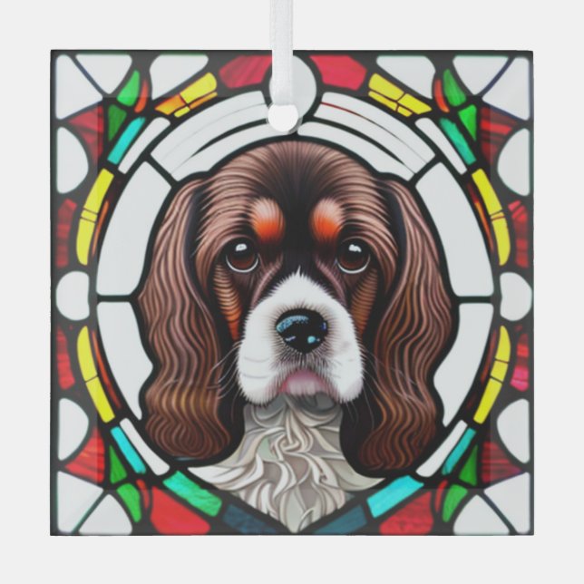 Ornement En Verre Cocker Spaniel Chien "Verre Tiré" (Recto)