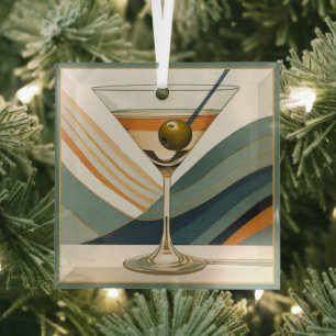 Ornement En Verre Cocktail Martini Design Milieu du XXe Siècle