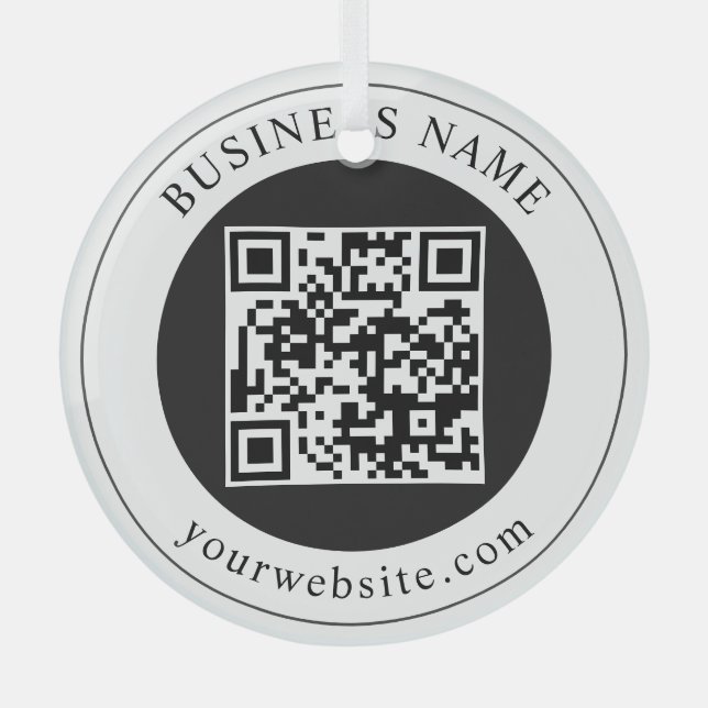 Ornement En Verre Code QR avec nom d'entreprise modifiable (Recto)
