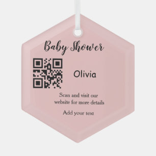 Ornement En Verre Code QR simple pour baby shower avec nom et texte