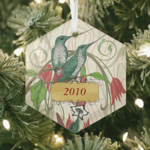 Ornement En Verre Colibris de Noël vintage