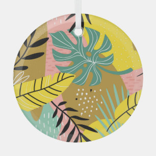 Ornement En Verre Collage exotique : Motif Plante tropical