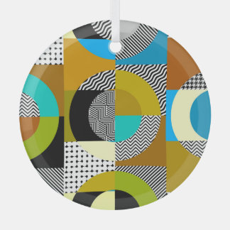 Ornement En Verre Collage géométrique : cercles, motif vintage.