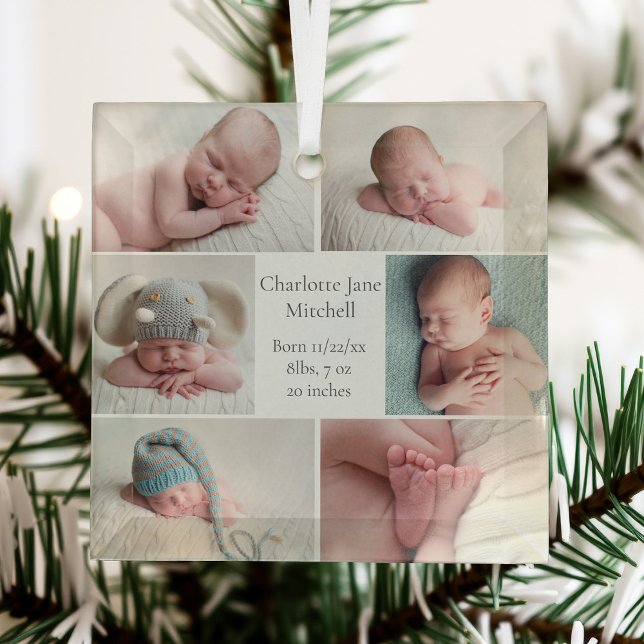 Ornement En Verre Collage photo pour bébé nouveau-né Keepsaké Noël (Créateur téléchargé)