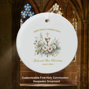 Ornement En Verre Collier de la première communion du chalace floral