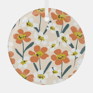 Ornement En Verre Coloré, motif floral vintage.