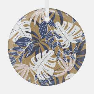 Ornement En Verre Coloré Tropical Feuille Orange Arrière - plan
