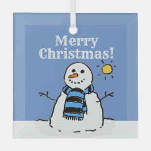 Ornement En Verre Conception de bonhomme de neige de Noël avec Joyeu