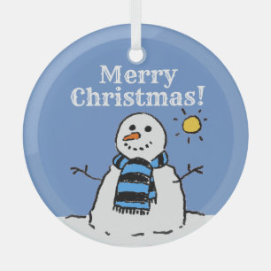 Ornement En Verre Conception de bonhomme de neige de Noël avec Joyeu