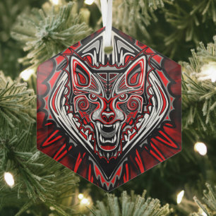 Ornement En Verre Conception de totem tribal Haida Loup