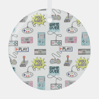 Ornement En Verre Contrôleurs de jeu rétro : Motif coloré sans coutu