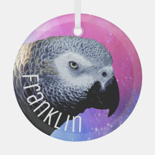 Ornement En Verre Cool African Grey Parrot Rose Purple Animal de com