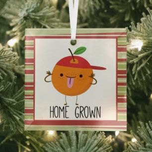 Ornement En Verre Cool Fun Orange Cartoon maison