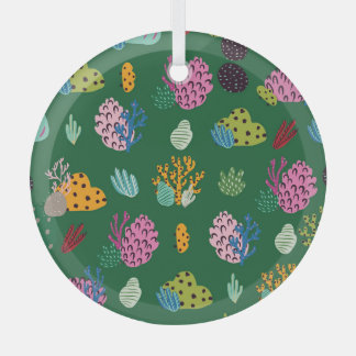 Ornement En Verre Coraux et Plantes de mer : Motif sous-marin