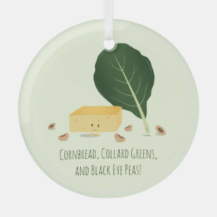 Ornement En Verre Cornbread Collard Greens Black Eye Peas