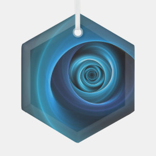 Ornement En Verre Couleurs bleu spirale 3D Art Abstrait fractal mode
