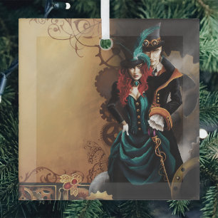 Ornement En Verre Couple élégant steampunk victorien Romance 