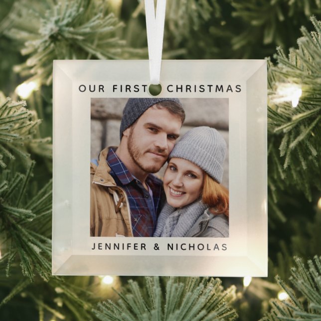 Ornement En Verre Couple Notre Première Photo De Noël (Insitu)