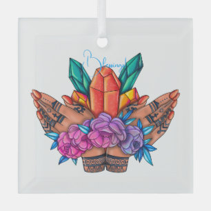 Ornement En Verre Créez vos propres mains hennées Cristaux et Roses