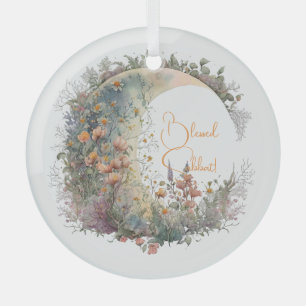 Ornement En Verre Créez Votre Propre Croissant de Lune Floral Cottag