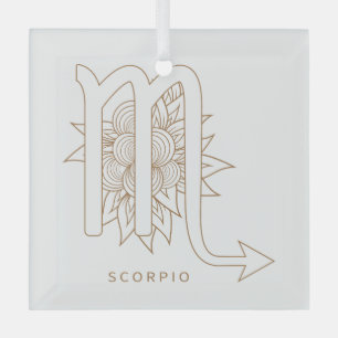 Ornement En Verre Créez votre propre Elegant Gold & White Scorpio