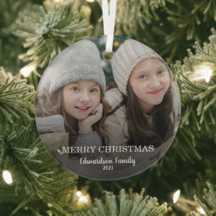 Ornement En Verre Créez votre propre photo de famille Joyeux Noël